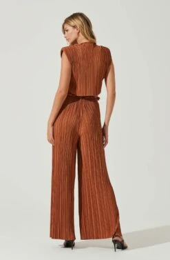 Cruise Pleated Wide Leg Pants -Sun Gaia Dresses Shop ACP7230 RUST 3