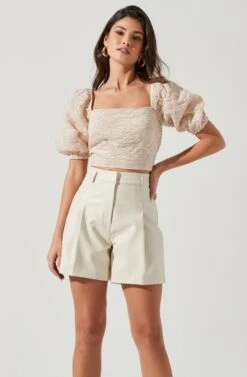 Wilma Faux Leather Shorts -Sun Gaia Dresses Shop ACP7242 IVORY 1480