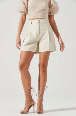Wilma Faux Leather Shorts -Sun Gaia Dresses Shop ACP7242 IVORY 1482