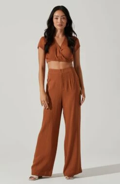 Sayla Wide Leg Pants -Sun Gaia Dresses Shop ACP7246TX CARAMEL 1