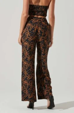 Sayla Wide Leg Abstract Print Pants -Sun Gaia Dresses Shop ACP7246 BLACKRUSTPRINT 4