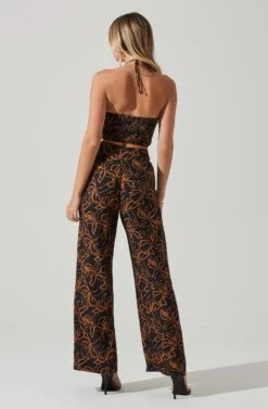 Sayla Wide Leg Abstract Print Pants -Sun Gaia Dresses Shop ACP7246 BLACKRUSTPRINT 5