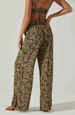 Femi Abstract Print Wide Leg Pants -Sun Gaia Dresses Shop ACP7252 BLACKGREENMULTI 4