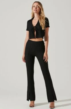 Zoey Seamed Split Hem Pants -Sun Gaia Dresses Shop ACP7253 BLACK 1