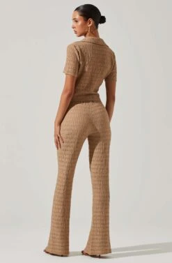 Zoey Seamed Split Hem Pants -Sun Gaia Dresses Shop ACP7253 TAUPE 4