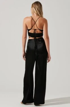 Amiah Satin Tie Waist Wide Leg Pants 19 Amiah Satin Tie Waist Wide Leg Pants -Sun Gaia Dresses Shop ACP7255S BLACK 5