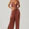 Amiah Satin Tie Waist Wide Leg Pants