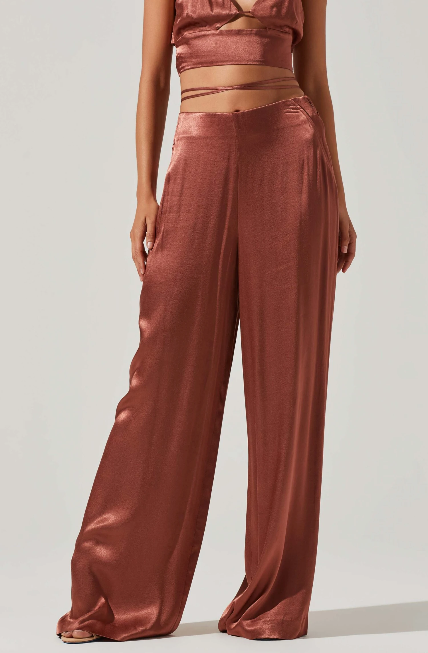 Amiah Satin Tie Waist Wide Leg Pants 4 Amiah Satin Tie Waist Wide Leg Pants - Image 2