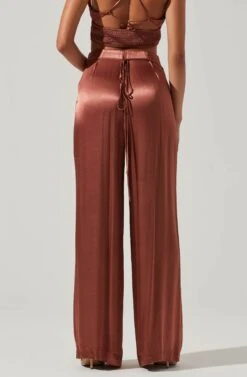 Amiah Satin Tie Waist Wide Leg Pants 13 Amiah Satin Tie Waist Wide Leg Pants -Sun Gaia Dresses Shop ACP7255S ROSEBROWN 3