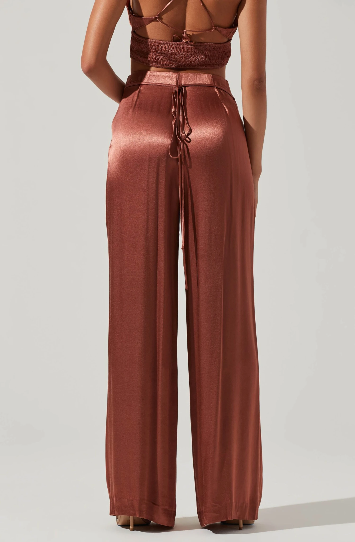 Amiah Satin Tie Waist Wide Leg Pants 5 Amiah Satin Tie Waist Wide Leg Pants - Image 3