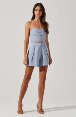 Jacinta High Waist Shorts -Sun Gaia Dresses Shop ACP7268 SLATEBLUE 2