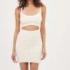 Tea Party Rhinestone Embellished Mini Skirt -Sun Gaia Dresses Shop ACS7221B IVORY 1