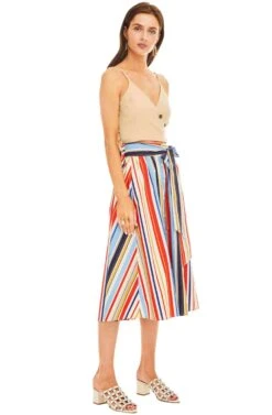 Shayla Midi Skirt -Sun Gaia Dresses Shop ACS8079 RED BLUE STRIPE 02