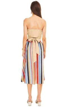 Shayla Midi Skirt -Sun Gaia Dresses Shop ACS8079 RED BLUE STRIPE 03