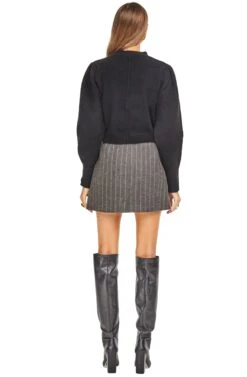 Wilshire Skirt -Sun Gaia Dresses Shop ACS8095 CHARCOAL BROWN STRIPE 03