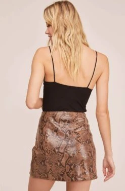 Come Slither Mini Skirt -Sun Gaia Dresses Shop ACS9030 COCOA PYTHON 4