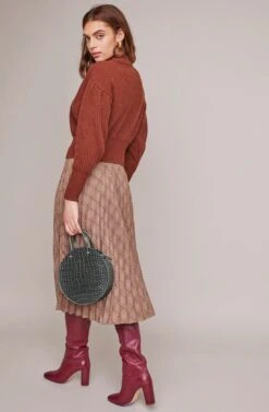 Nadiya Midi Skirt -Sun Gaia Dresses Shop ACS9034 ESPRESSO MULTI PLAID 3A