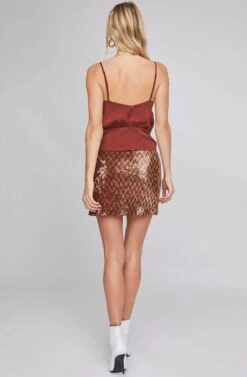 Tai Sequin Skirt -Sun Gaia Dresses Shop ACS9037 RUST GOLD SEQUINS 3A