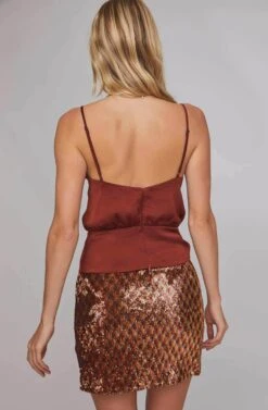 Tai Sequin Skirt -Sun Gaia Dresses Shop ACS9037 RUST GOLD SEQUINS 4B