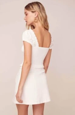 Daybreak Button Down Mini Skirt -Sun Gaia Dresses Shop ACS9044 WHITE 5