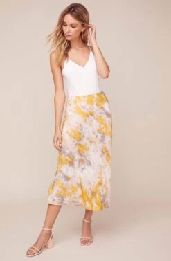 Nava Tie Dye Midi Skirt 12 Nava Tie Dye Midi Skirt -Sun Gaia Dresses Shop ACS9045C LEMON PINK TIE DYE 6