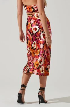 Nava Floral Midi Skirt -Sun Gaia Dresses Shop ACS9045S REDFLORAL 4
