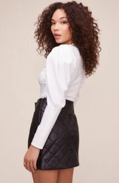 Quilted Mini Skirt -Sun Gaia Dresses Shop ACS9055 BLACK 4