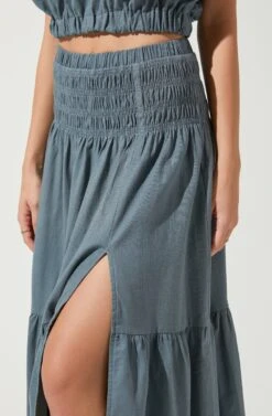 Perfect Oasis Tiered Midi Skirt -Sun Gaia Dresses Shop ACS9062 BLUETEAL 2