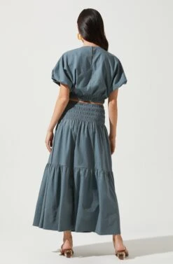 Perfect Oasis Tiered Midi Skirt -Sun Gaia Dresses Shop ACS9062 BLUETEAL 4