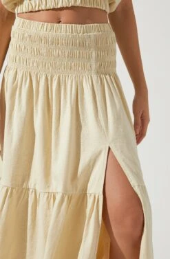 Perfect Oasis Tiered Midi Skirt -Sun Gaia Dresses Shop ACS9062 VANILLA 2