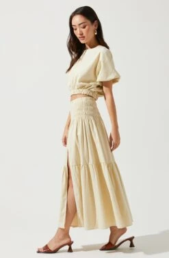 Perfect Oasis Tiered Midi Skirt -Sun Gaia Dresses Shop ACS9062 VANILLA 3