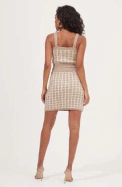 Briarwood Checkered Knit Mini Skirt 12 Briarwood Checkered Knit Mini Skirt -Sun Gaia Dresses Shop ACS9067 TAUPE WHITECHECK 5