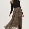 Animal Instinct Pleated Midi Skirt -Sun Gaia Dresses Shop ACS9070 BLACKTAUPEANIMAL 1