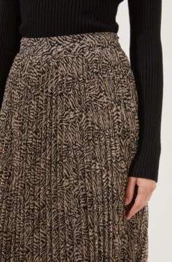 Animal Instinct Pleated Midi Skirt -Sun Gaia Dresses Shop ACS9070 BLACKTAUPEANIMAL 3