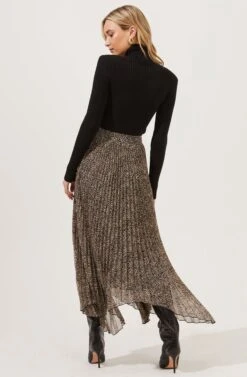 Animal Instinct Pleated Midi Skirt -Sun Gaia Dresses Shop ACS9070 BLACKTAUPEANIMAL 5