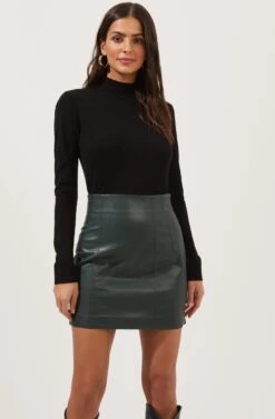 Meika Faux Leather Mini Skirt -Sun Gaia Dresses Shop ACS9072 GREEN 2