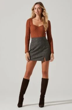 Audrey Plaid Mini Skirt 15 Audrey Plaid Mini Skirt -Sun Gaia Dresses Shop ACS9074B BLACK TANPLAID 1