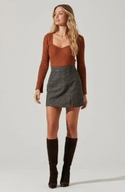 Audrey Plaid Mini Skirt 16 Audrey Plaid Mini Skirt -Sun Gaia Dresses Shop ACS9074B BLACK TANPLAID 2