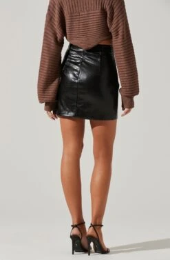 Audrey Faux Leather Mini Skirt 13 Audrey Faux Leather Mini Skirt -Sun Gaia Dresses Shop ACS9074 BLACK 3