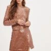 Romina Sequin Mini Skirt 1 Romina Sequin Mini Skirt -Sun Gaia Dresses Shop ACS9075 NUDE 1