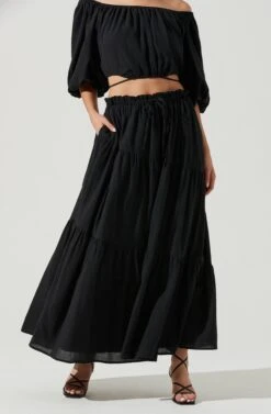 Balboa Tiered Maxi Skirt -Sun Gaia Dresses Shop ACS9080 BLACK 2