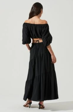Balboa Tiered Maxi Skirt -Sun Gaia Dresses Shop ACS9080 BLACK 3