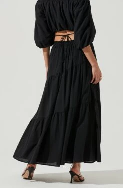 Balboa Tiered Maxi Skirt -Sun Gaia Dresses Shop ACS9080 BLACK 4