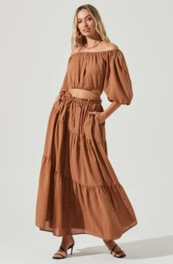 Balboa Tiered Maxi Skirt -Sun Gaia Dresses Shop ACS9080 BROWN 1 f706b462 f64f 4d47 8c17 a9c444c3157c