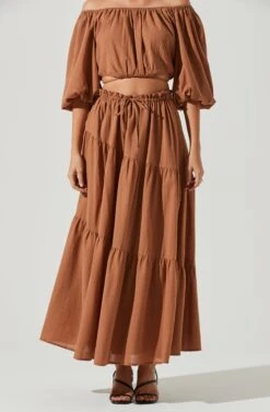 Balboa Tiered Maxi Skirt -Sun Gaia Dresses Shop ACS9080 BROWN 2 2ce4aba2 e9ec 4473 a883 e41b230c1541