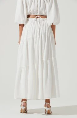 Balboa Tiered Maxi Skirt -Sun Gaia Dresses Shop ACS9080 WHITE 4