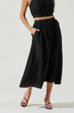 Terra Bella High Waist Midi Skirt -Sun Gaia Dresses Shop ACS9085 BLACK 2