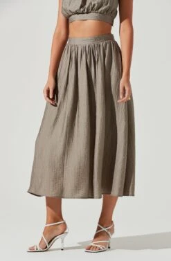 Terra Bella High Waist Midi Skirt -Sun Gaia Dresses Shop ACS9085 MUSHROOM 2