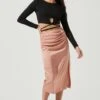 Perry Ruched Side Slit Midi Skirt 2 Perry Ruched Side Slit Midi Skirt -Sun Gaia Dresses Shop ACS9086C BLUSH 1
