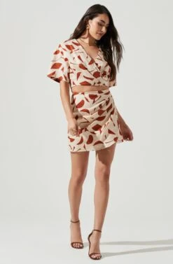 Nirina Abstract Print Mini Skirt -Sun Gaia Dresses Shop ACS9087 RUSTABSTRACT 1
